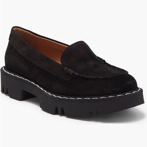 Aquatalia Honora Suede Leather Loafers Black 7 NWOB